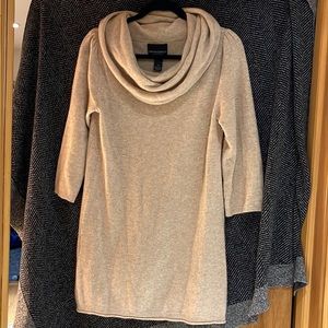 Cynthia Rowley beige cashmere tunic cowl neck sweater